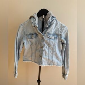 Cat & Jack Light Blue Jean Jacket with Hood Size 10/12 Girls
